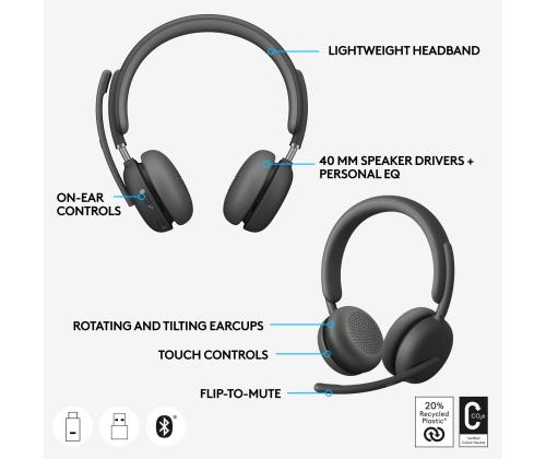 HEADSET ZONE WIRELESS 2/GRAPHITE 981-001152 LOGITECH