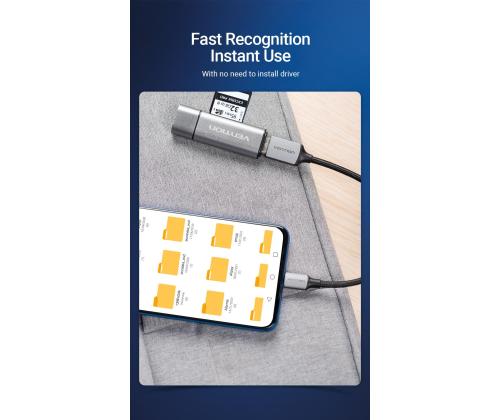 CABLE USB3.0C MALE TO A FEMALE/0.15M GRAY CCXHB VENTION