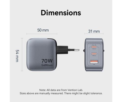MOBILE CHARGER WALL 3PORT/70W FEXH0-EU VENTION