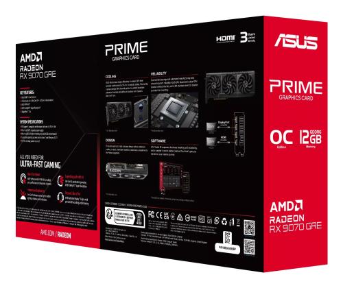 Graphics Card ASUS AMD Radeon RX 9070 GRE 2280 MHz 12 GB GDDR6 192 bit PCI Express 5.0 Active PRIME…
