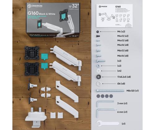 MONITOR ACC DESK MOUNT/13-32" BLK/WHT G160-BW ONKRON