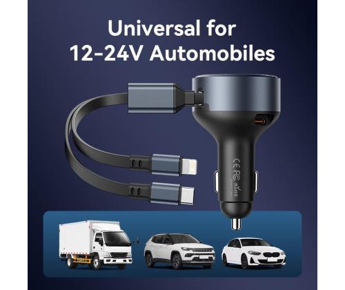 MOBILE CHARGER CAR USB/3P BLACK FFOB0 VENTION