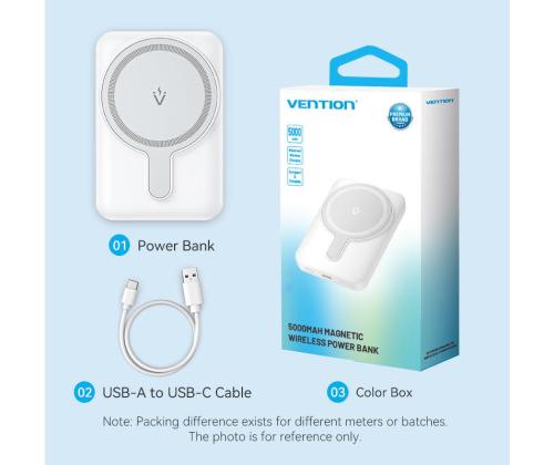 POWER BANK WRL 5000MAH 20W/MAGNETIC BLACK FHSB0 VENTION