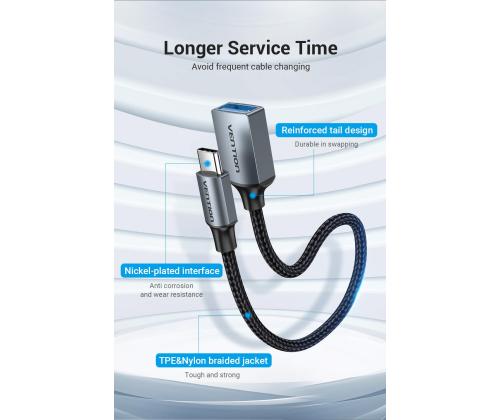 CABLE USB3.0C MALE TO A FEMALE/0.15M GRAY CCXHB VENTION