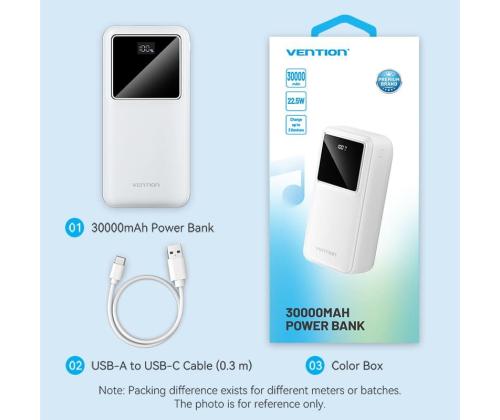 POWER BANK USB 30000MAH 22.5W/BLACK FHMB0 VENTION