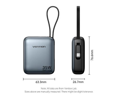 POWER BANK USB 10000MAH 35W/MINI GRAY FHEH0 VENTION