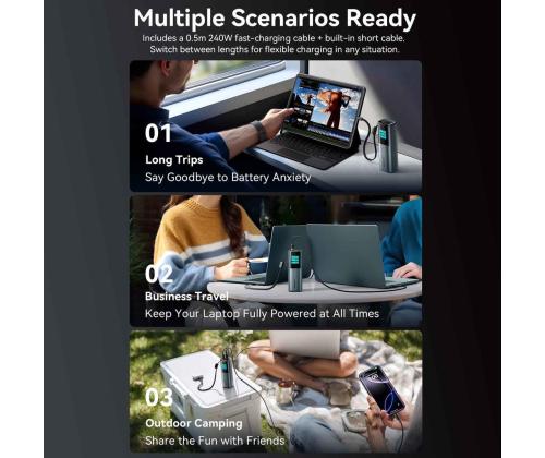 POWER BANK USB 20000MAH 165W/GRAY TFT DISPLAY FKFH0 VENTION