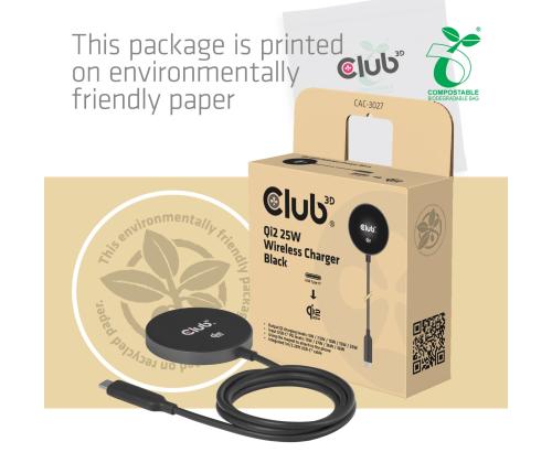 MOBILE CHARGER QI2 MAGSAFE/25W BLACK CAC-3027 CLUB3D