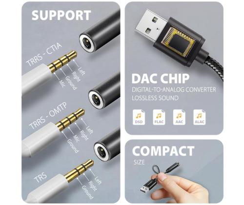 ADAPTER USB-C TO AUDIO 3.5MM/DAC 0.1M ADA-HA AXAGON
