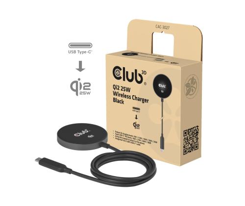 MOBILE CHARGER QI2 MAGSAFE/25W BLACK CAC-3027 CLUB3D