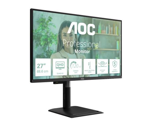 LCD Monitor AOC 27 " 2560 x 1440 pixels Wide Quad HD Native aspect ratio 16:9 Flat Q27P4U