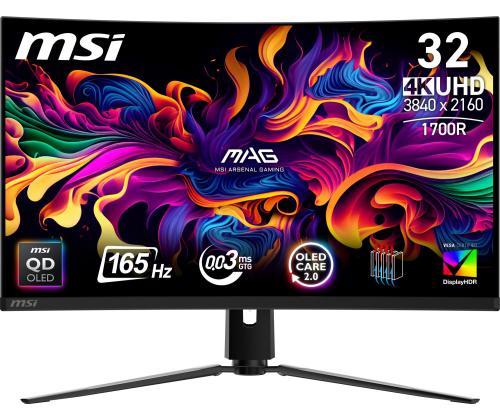 Monitor MSI MAG 321CUP QD-OLED 31.5" Gaming/Curved/4K Panel QD-OLED 3840x2160 16:9 165 Hz 0.03 ms…