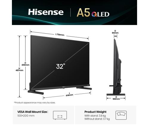 TV Set HISENSE 32 " Full HD 1920 x 1080 pixels Flat 16:9 QLED 32A5Q