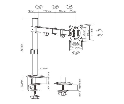 DISPLAY ACC MOUNTING ARM/17-32" MA-D1-01 GEMBIRD