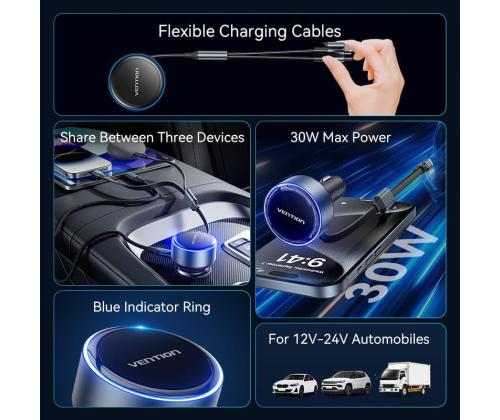 MOBILE CHARGER CAR USB/3P BLACK FFOB0 VENTION