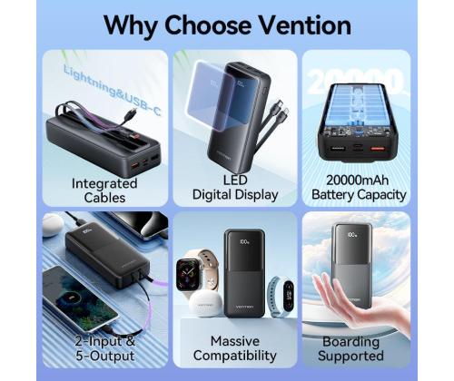 POWER BANK USB 20000MAH 22.5W/BLACK FHPB0 VENTION