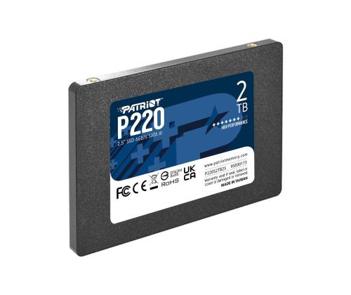 SSD PATRIOT P220 2TB SATA Write speed 500 MBytes/sec Read speed 550 MBytes/sec 2,5" TBW 960 TB…