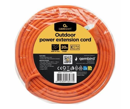 CABLE POWER EXTENSION 20M/ORANGE PC-186XOD-O-20M GEMBIRD