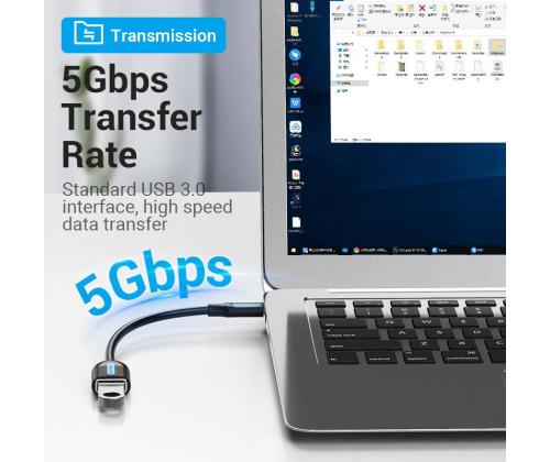 CABLE USB3.1C MALE TO A FEMALE/0.15M BLACK CCVBB VENTION