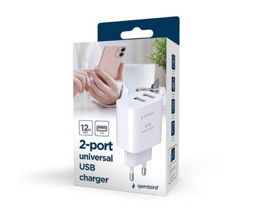 CHARGER USB UNIVERSAL BLACK/2P TA-UC-2A12-01-BK GEMBIRD