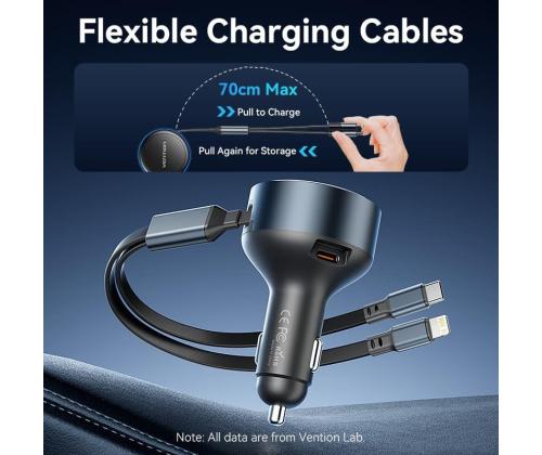 MOBILE CHARGER CAR USB/3P BLACK FFOB0 VENTION