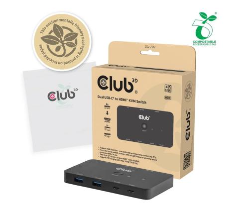 VIDEO SWITCH KVM USB-C TO HDMI/DUAL CSV-2512 CLUB3D
