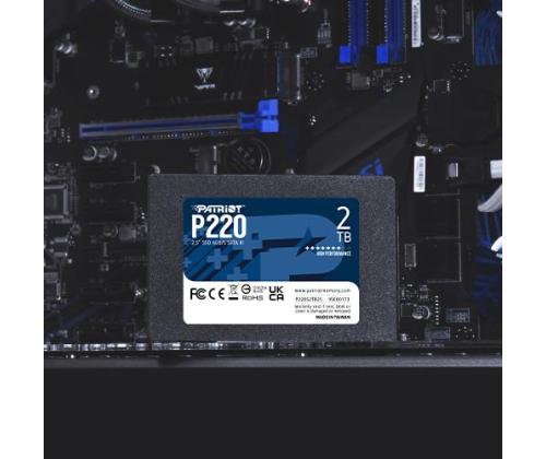 SSD PATRIOT P220 2TB SATA Write speed 500 MBytes/sec Read speed 550 MBytes/sec 2,5" TBW 960 TB…