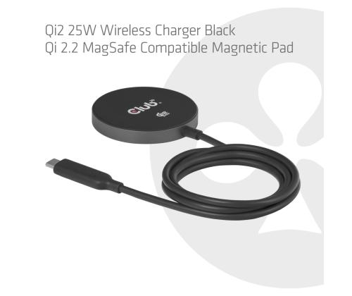 MOBILE CHARGER QI2 MAGSAFE/25W BLACK CAC-3027 CLUB3D