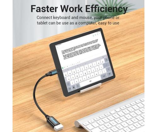 CABLE USB2.0C MALE TO A FEMALE/0.15M BLACK CCSBB VENTION