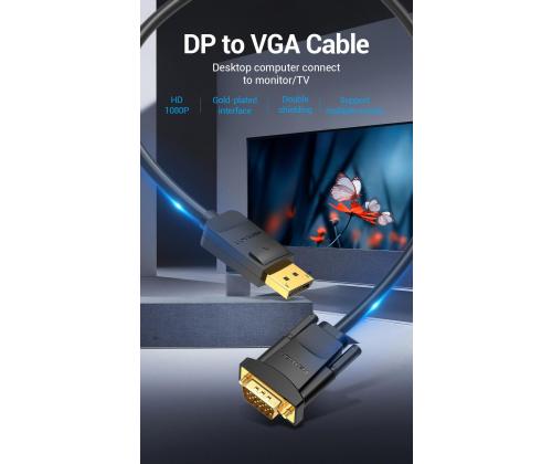CABLE DP TO VGA 2M/BLACK HBLBH VENTION