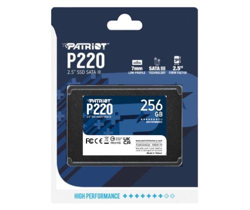 SSD PATRIOT P220 256GB SATA Write speed 490 MBytes/sec Read speed 550 MBytes/sec 2,5" TBW 120 TB…