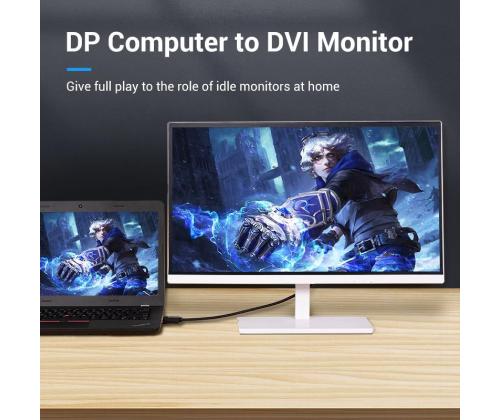 CABLE DP TO DVI 1M/BLACK HAFBF VENTION