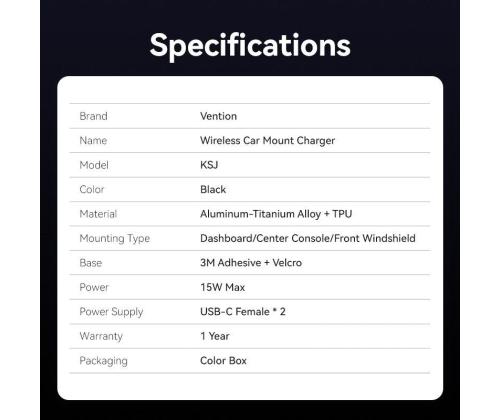 MOBILE CHARGER CAR MAGNETIC/WRL BLACK KSJB0 VENTION