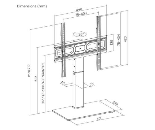 TV SET ACC TABLETOP STAND/32" - 65" TVS-D65S-01 GEMBIRD
