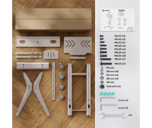 TV SET ACC MOBILE STAND/32-75"/CHAMPAGNE TS1571-C ONKRON