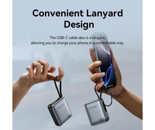 POWER BANK USB 10000MAH 35W/MINI GRAY FHEH0 VENTION