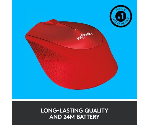 MOUSE USB OPTICAL WRL M330/SILENT RED 910-004911 LOGITECH