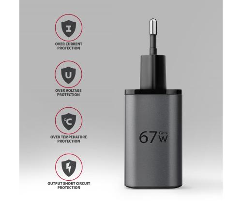 MOBILE CHARGER WALL USB 67W/GAN 2PORT ACU-PQ67D AXAGON