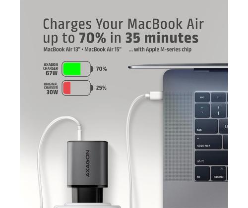 MOBILE CHARGER WALL USB 67W/GAN 2PORT ACU-PQ67 AXAGON