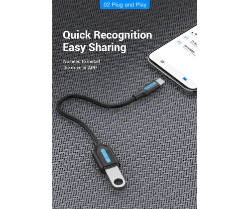 CABLE USB2.0C MALE TO A FEMALE/0.15M BLACK CCSBB VENTION