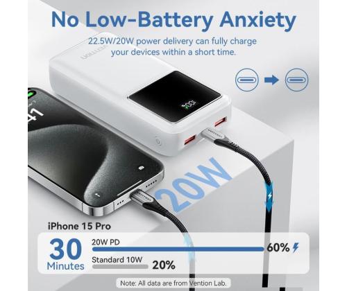 POWER BANK USB 30000MAH 22.5W/BLACK FHMB0 VENTION