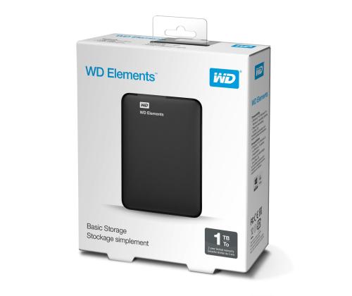 External HDD WESTERN DIGITAL Elements Portable 1TB USB 3.0 Colour Black WDBUZG0010BBK-WESN
