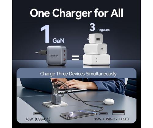 MOBILE CHARGER WALL 3PORT/70W FEXH0-EU VENTION