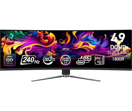 Monitor MSI 49 " 5120 x 1440 pixels Dual QHD Native aspect ratio 32:9 QD-OLED Curved MPG491CQPXQD…