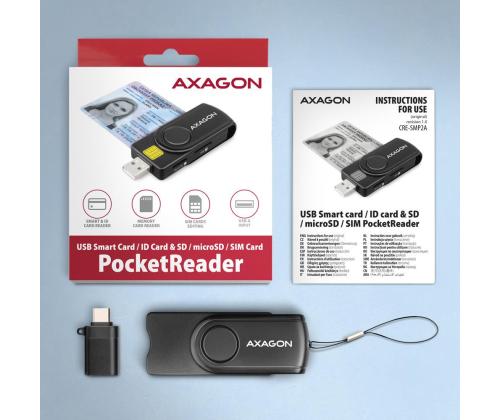 CARD READER USB-C+USB2.0 4SLOT/SMARTCARD CRE-SMP2A AXAGON