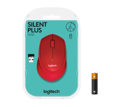 MOUSE USB OPTICAL WRL M330/SILENT RED 910-004911 LOGITECH