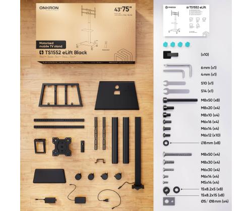 TV SET ACC MOBILE STAND/43-75"/BLACK TS1552E-B ONKRON