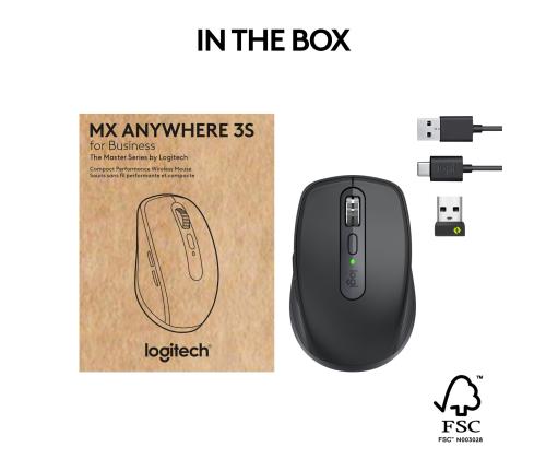 MOUSE USB WRL MX ANYWHERE 3S/GRAPHITE 910-006958 LOGITECH