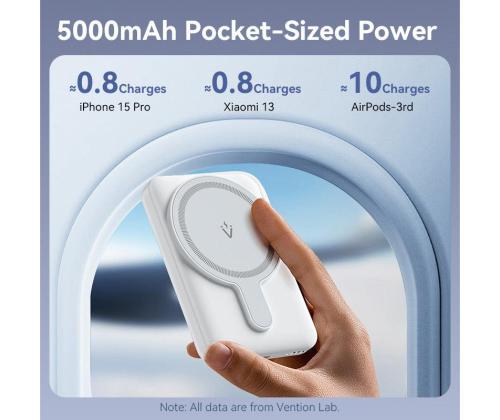 POWER BANK WRL 5000MAH 20W/MAGNETIC BLACK FHSB0 VENTION