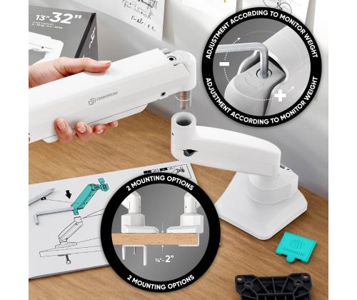 MONITOR ACC DESK MOUNT/13-32" BLK/WHT G80-BW ONKRON